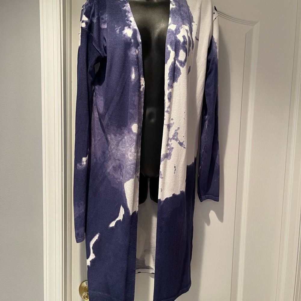 Blue /white lightweight cardigan duster